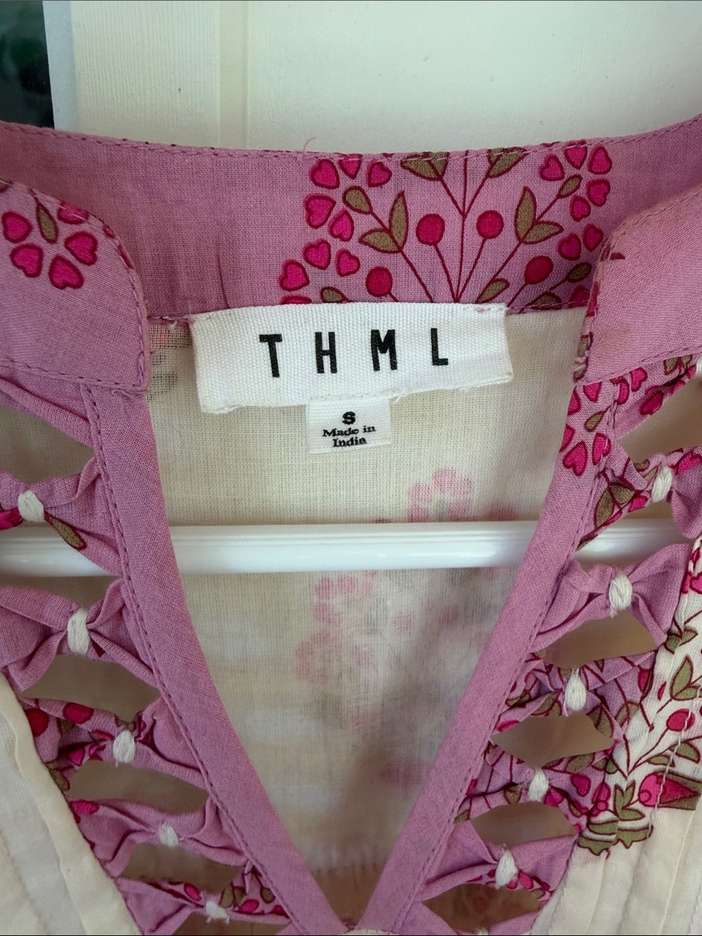 THML Pink & Cream Floral Tiered Midi Dress - Picture 2 of 3